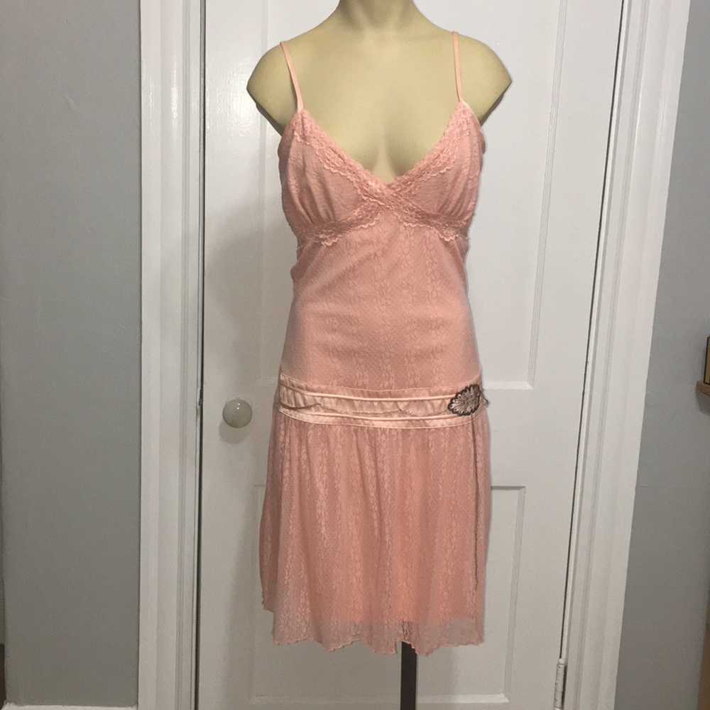 Arden B peach Lace Drop Waist 20s Style Dress S
